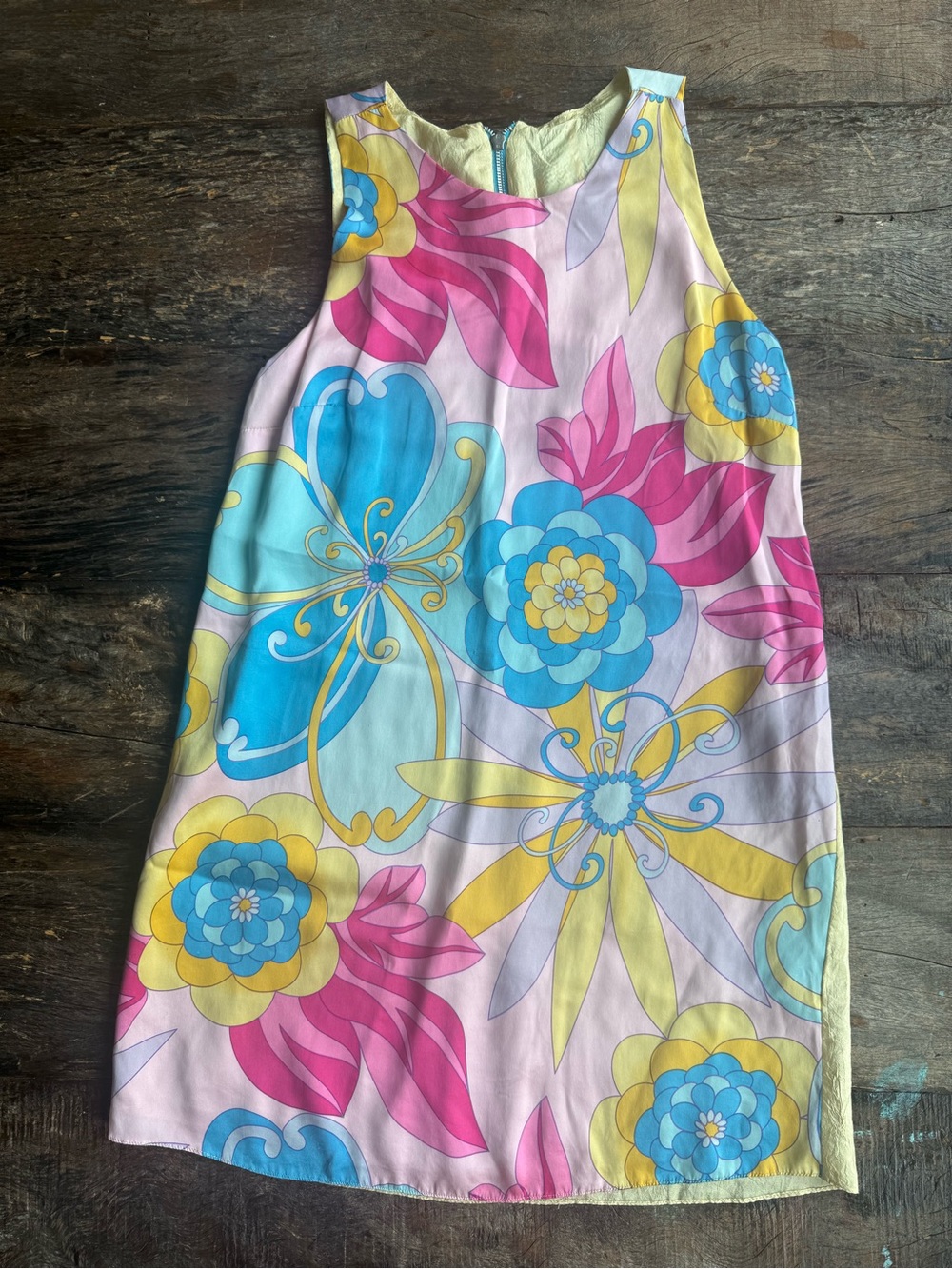 Bright Floral Shift Dress - Pink, Blue & Yellow